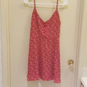 Red floral mini dress